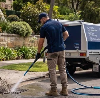 Plumber tracing a drain smell in Greenwich
